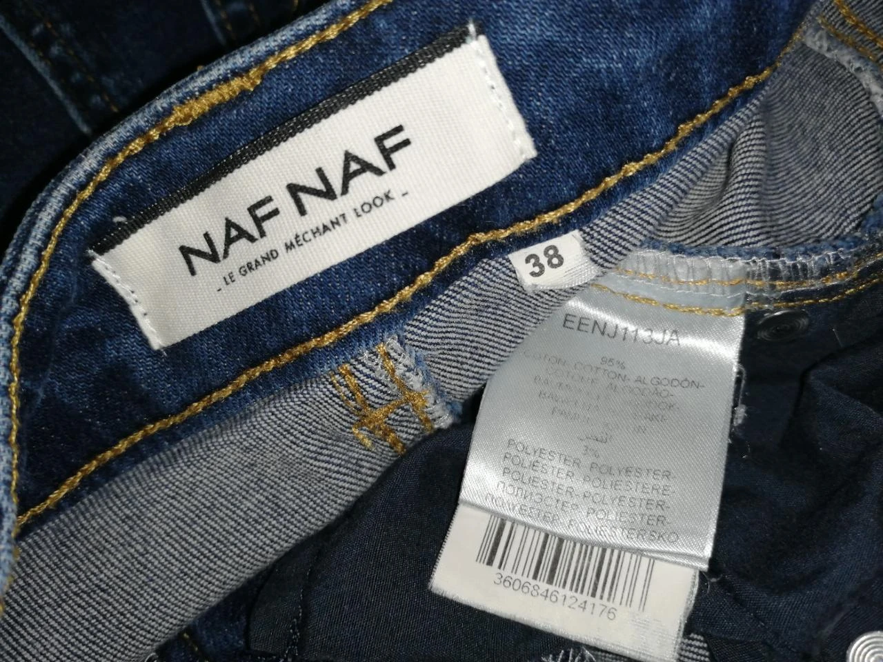 Dark blue denim skirt with floral embroidery "Naf Naf" – photo 4